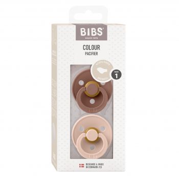 Bibs Colour 2 Pack Latex Size 1 Anatomical-Blush/Woodchuck