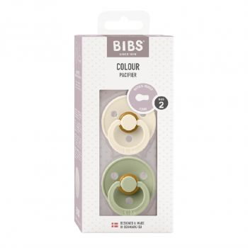 Bibs Colour 2 PACK Latex Size 2-Ivory/Sage