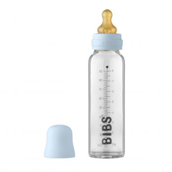 Baby Glass Bottle Complete Set Latex 225ml-Baby Blue