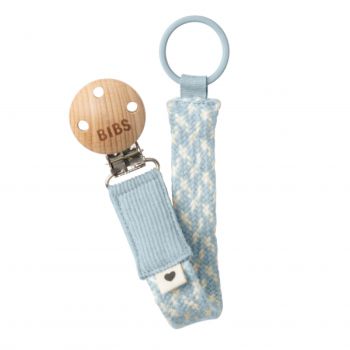 Pacifier Clip Braided-Baby Blue/Ivory